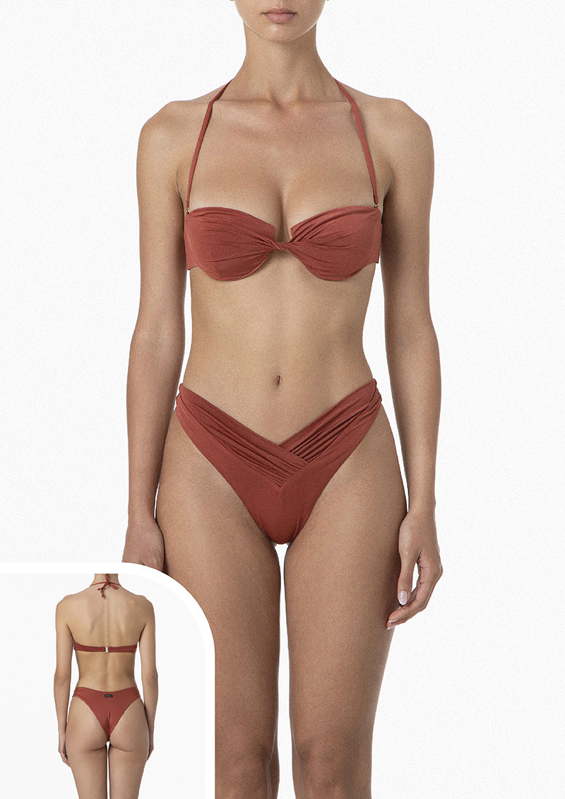 Bikini Donna Me Fui Reggiseno con Ferretto e Slip Fisso Red Clay