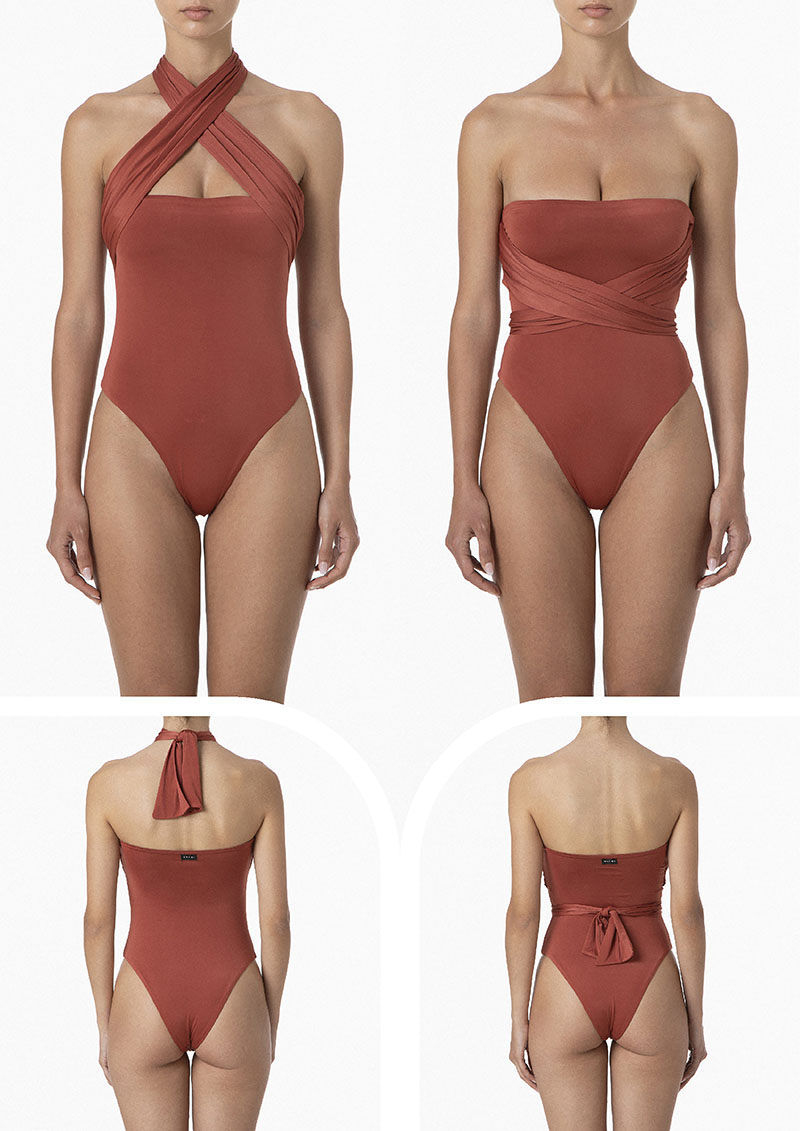 Bikini Donna Me Fui Triangolo alto con Slip fisso Red Clay