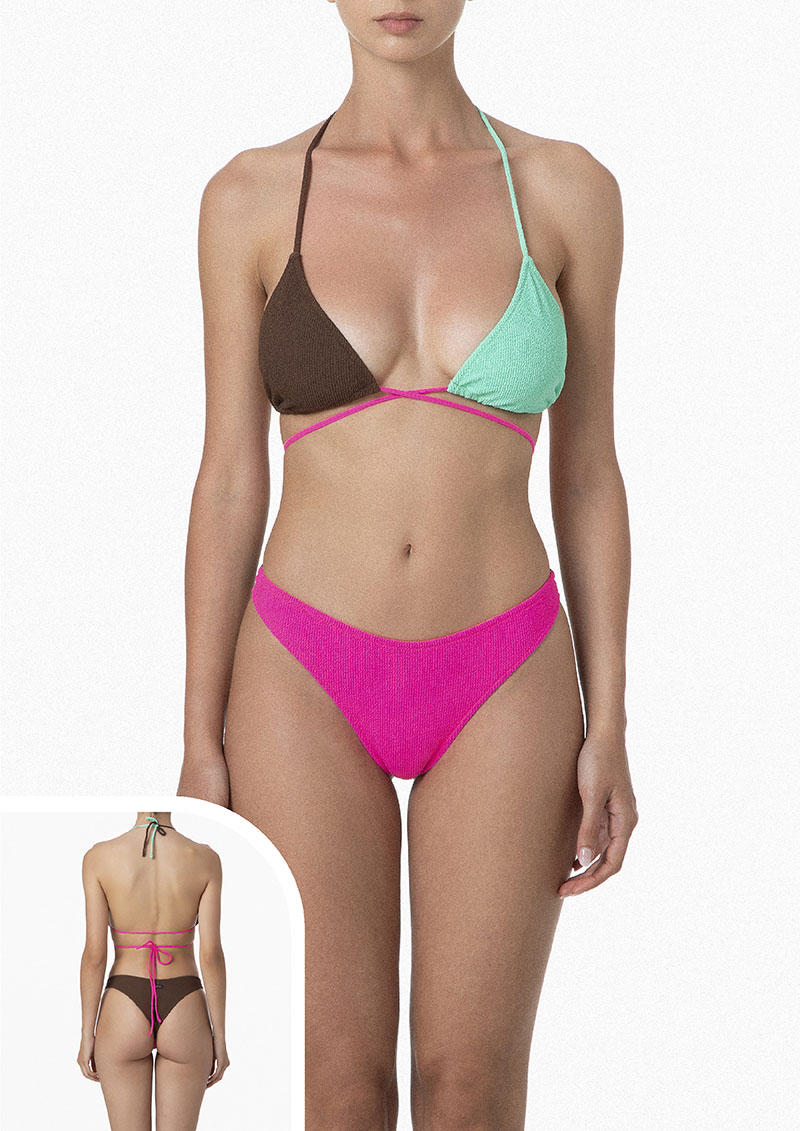 Bikini Donna Me Fui Triangolo Color Block con Slip Fisso