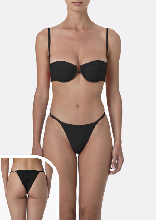 Bikini donna Me Fui nero con ferretto e slip regolabile