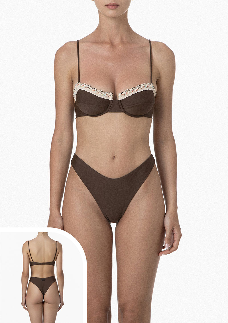 Bikini Donna Me Fui Reggiseno con Ferretto e Slip Americano Fisso Marrone