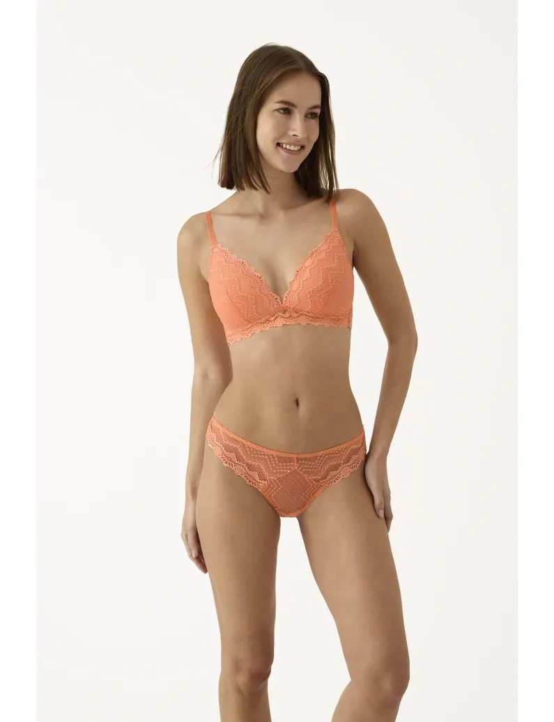 Slip Brasiliana Promise in Pizzo Geometrico Mandarina - immagine 3