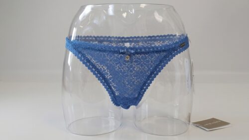 Tanga Verdissima blu da donna con lavorazione effetto pizzo